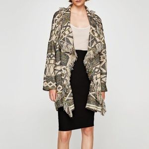 Zara coat with fringing m-l